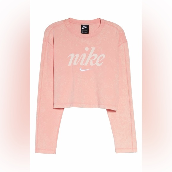 Nike Peach/Pink Long Sleeve Crop Sweatshirt - Picture 1 of 5